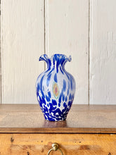 Load image into Gallery viewer, Murano confetti glass bud vase in blue and white