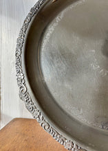 Load image into Gallery viewer, Circular engraved silver plated salver with three ball and claw legs