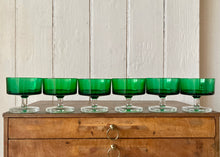 Load image into Gallery viewer, A set of six French bistro glasses in green