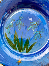 Load image into Gallery viewer, Large studio pottery dish with bluebells and stars
