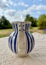 Load image into Gallery viewer, Blue and white striped English studio pottery jug