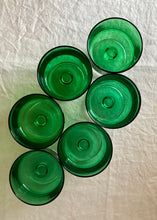Load image into Gallery viewer, A set of six French bistro glasses in green