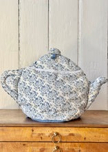 Load image into Gallery viewer, Blue and white padded tea cosy