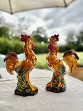 Load image into Gallery viewer, A pair of French-style majolica cockerel