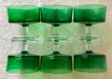 Load image into Gallery viewer, A set of six French bistro glasses in green
