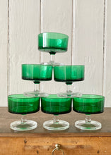 Load image into Gallery viewer, A set of six French bistro glasses in green