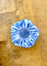 Load image into Gallery viewer, Murano confetti glass bud vase in blue and white