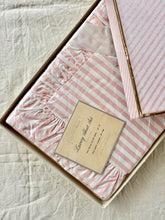 Load image into Gallery viewer, A box-fresh set of Duro pink and white candy striped sheets and pillow cases