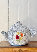 Load image into Gallery viewer, Blue and white padded tea cosy