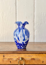 Load image into Gallery viewer, Murano confetti glass bud vase in blue and white