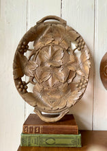 Load image into Gallery viewer, Hand carved wooden platter with grapes and vine leaves