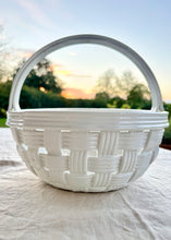 Load image into Gallery viewer, White woven ceramic faux basket/bowl