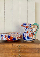 Load image into Gallery viewer, Large Ironstone China Imari jug and bowl