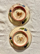 Load image into Gallery viewer, A pair of English studio pottery wall plates featuring wrens