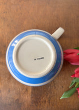 Load image into Gallery viewer, Extra large blue and white striped tea cup with saucer