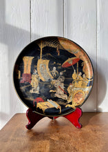 Load image into Gallery viewer, Antique oriental ebonised tray with gold and colour imagery