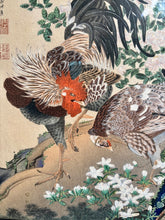 Load image into Gallery viewer, Japanese framed print - detail of renowned painting Rooster and Hen with Hydrangeas - Ito Jakuchu