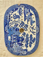 Load image into Gallery viewer, Rare antique Staffordshire Willow Pattern meat platter complete with drainer dish