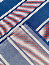 Load image into Gallery viewer, Nautically inspired, square, heavy weight, striped tablecloth