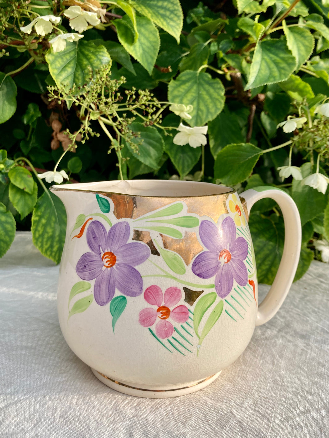 Lingard floral and gilt hand decorated jug