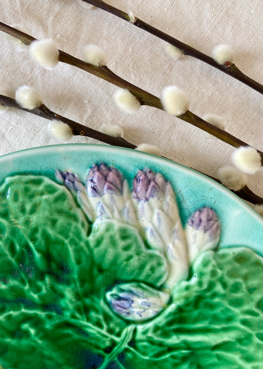 French Majolica asparagus plate