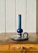 Load image into Gallery viewer, Studio pottery blue and pale grey candle holder
