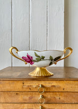 Load image into Gallery viewer, Rare Crown Devon rose mantle vase with gilt foot and twin handles
