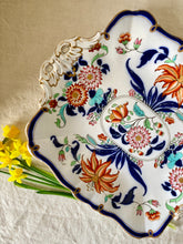 Load image into Gallery viewer, Antique square dahlia and chrysanthemum plate
