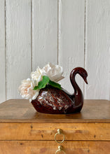 Load image into Gallery viewer, A treacle glaze swan vase by Kernewek Pottery, Cornwall.