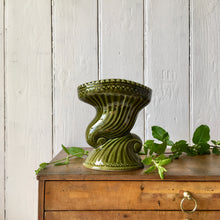 Load image into Gallery viewer, Holkham Pottery, England Shell/Wave vase in olive green
