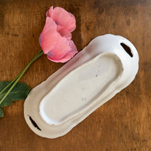 Load image into Gallery viewer, Floral edge elongated dish with cut out handle detail