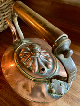 Load image into Gallery viewer, Medium sized, oval form, copper kettle with brass handle