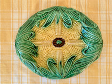 Load image into Gallery viewer, English Majolica corn and faux wicker bread platter