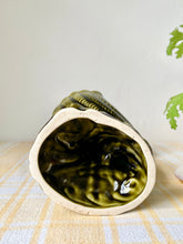 Load image into Gallery viewer, Dolphin and shell decorative pedestal dish in olive green