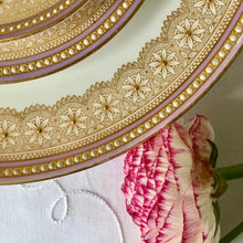 Load image into Gallery viewer, Rare Royal Worcester gold lace pattern (W8652) jewelled breakfast trios