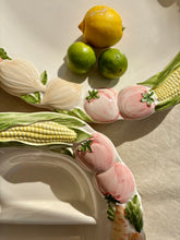 Load image into Gallery viewer, Large white majolica vegetable platter
