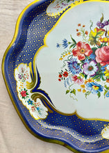 Load image into Gallery viewer, Toleware tray with floral design and gilt detailing
