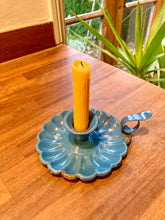 Load image into Gallery viewer, Blue scalloped dish candle holder
