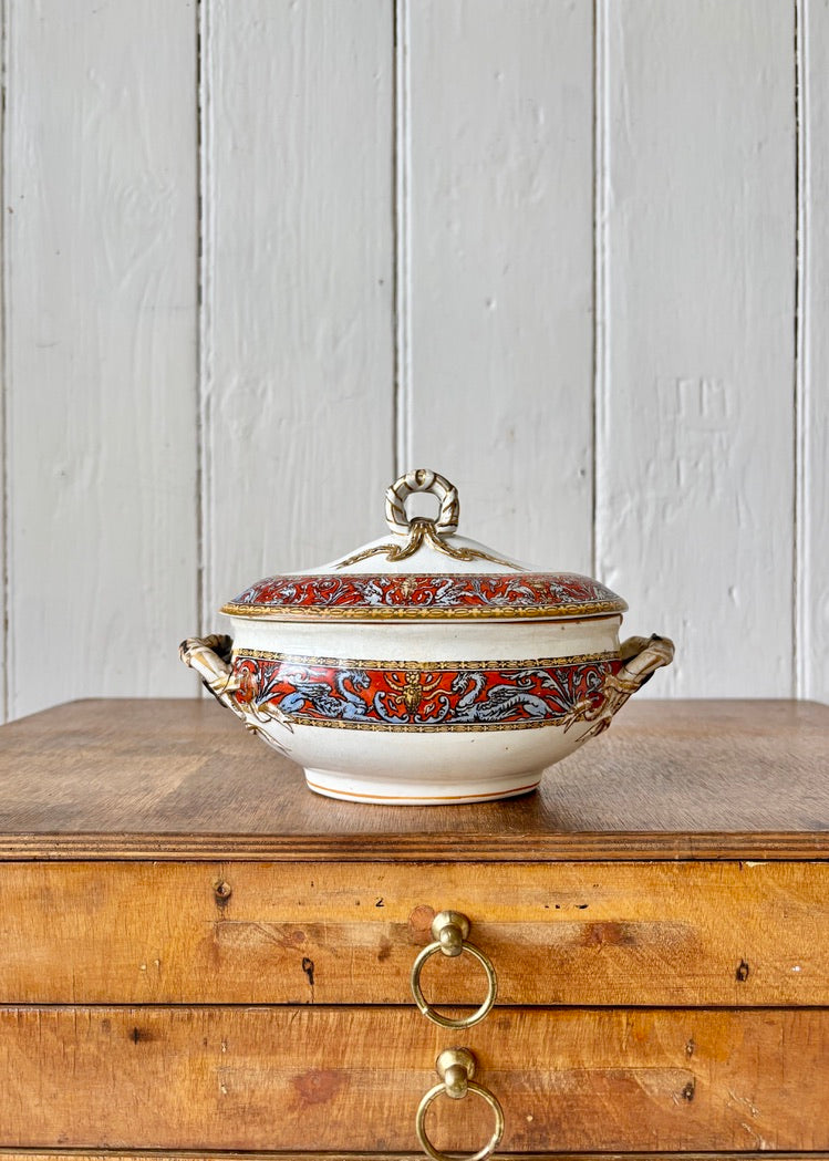 Decorative antique tureen - historical repairs