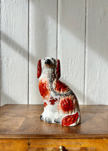 Load image into Gallery viewer, Antique chestnut and white hand painted Staffordshire dog
