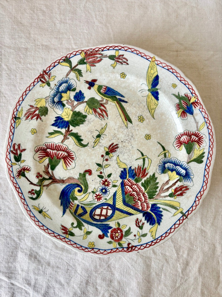 Antique French hand painted pedestal cake plate