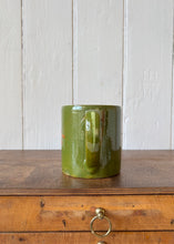 Load image into Gallery viewer, Large antique green pint mug with daisy decoration
