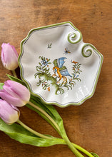 Load image into Gallery viewer, French scallop shell shaped dish with hand painted bird of paradise
