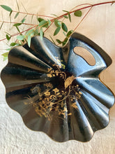 Load image into Gallery viewer, Ebonised papier mache decorative shell dish with gilt decoration

