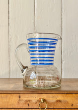 Load image into Gallery viewer, Hand blown metallic and blue banded cocktail jug
