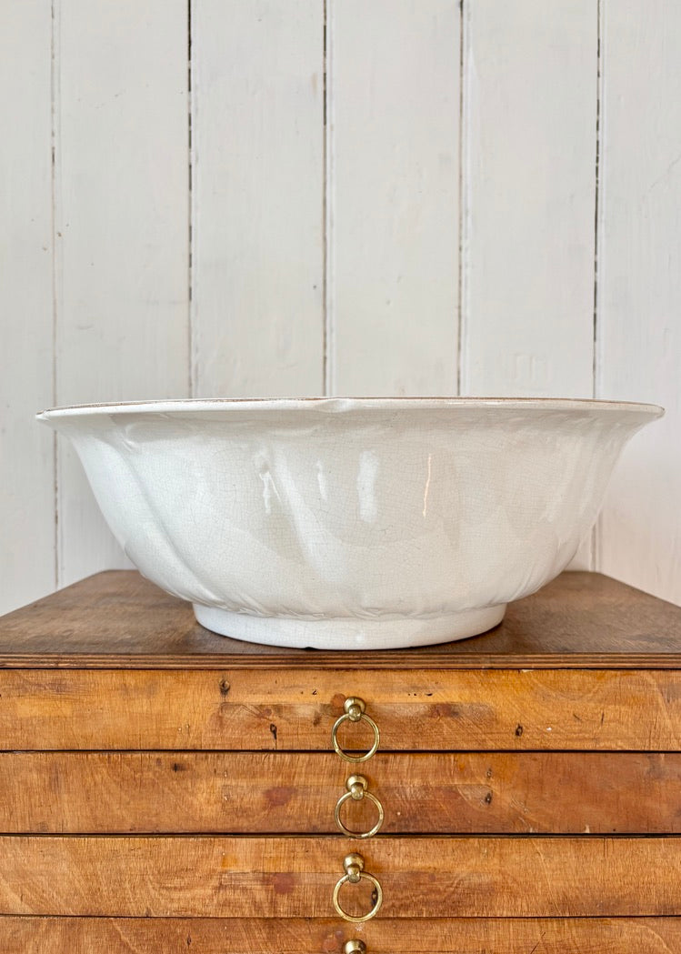 Large antique washstand bowl in white