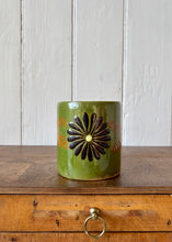 Load image into Gallery viewer, Large antique green pint mug with daisy decoration
