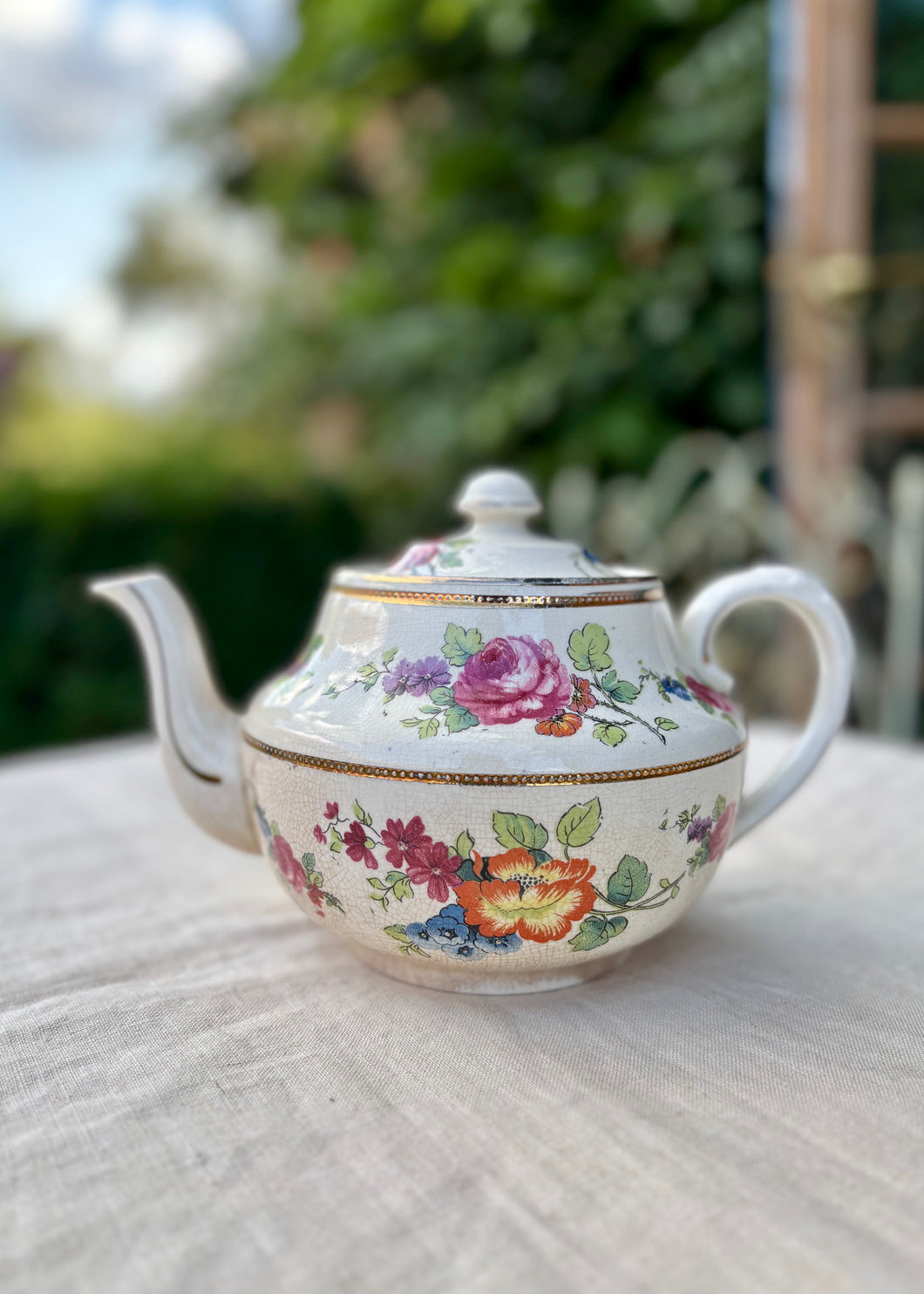 Antique chintz tea pot
