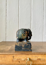 Load image into Gallery viewer, A cast metal elephant on rustic plinth
