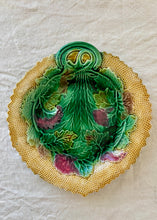 Load image into Gallery viewer, Antique majolica leaf plate in seasonal-tones
